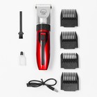 Машинка для стрижки с керамическим лезвием, регулировка ножа, USB-зарядка красная - Фото 2