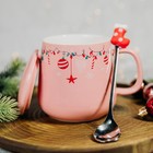 Новый год! Кружка новогодняя керамическая с ложкой «Тепла и уюта!», 350 мл, цвет розовый - Фото 5
