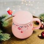 Новый год! Кружка новогодняя керамическая с ложкой «Тепла и уюта!», 350 мл, цвет розовый - Фото 6