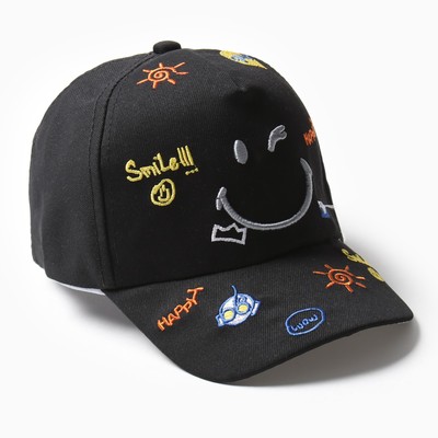 Кепка детская MINAKU «Смайл», размер 44-46, чёрная