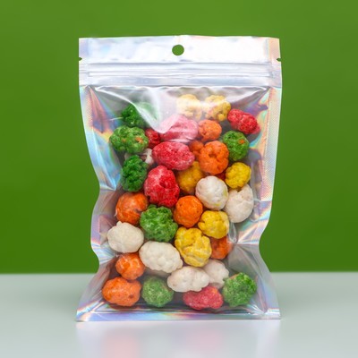 Пакет Zip-lock ПЭТ, иридисцентный, со сплошным окном, плоский, еврослот 10×15 см