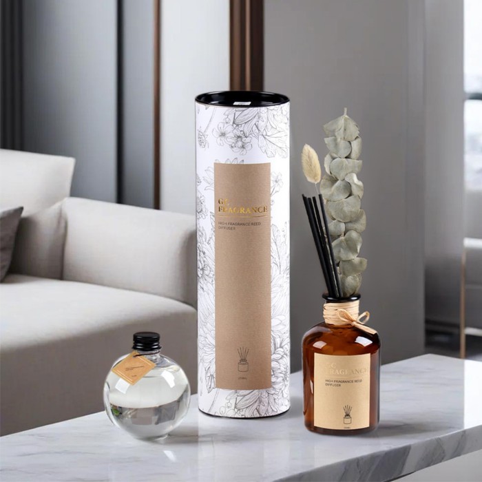 Набор для ароматизации помещений в тубусе: диффузор 230 мл, эфирное масло, белое цветение - Фото 1