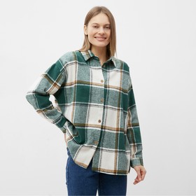 Рубашка женская, цвет белый/зеленый, размер 50-54