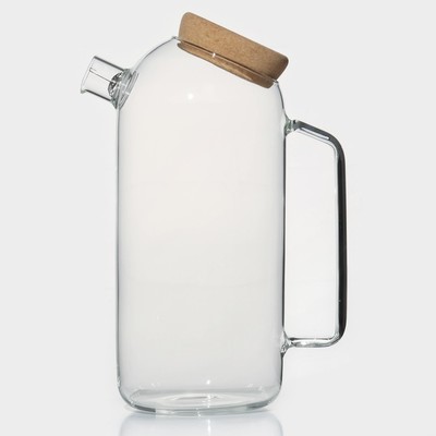 УЦЕНКА Кувшин стеклянный с пробковой крышкой «Эко», 1.5 л, 17×10.5×22 см