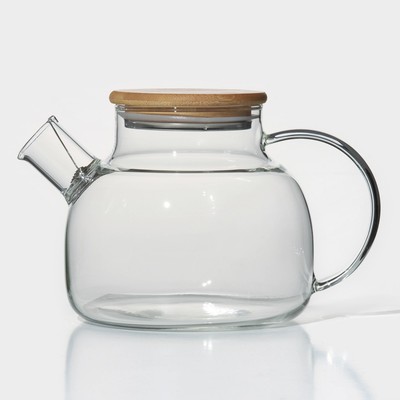 УЦЕНКА Чайник заварочный стеклянный с бамбуковой крышкой и металлическим фильтром BellaTenero «Эко», 1 л