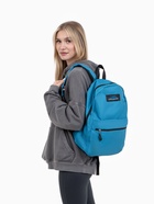 Рюкзак школьный на молнии, с карманом, однотонный, размер 30×12×40 см, синий - Фото 4