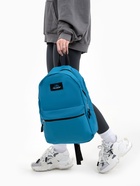 Рюкзак школьный на молнии, с карманом, однотонный, размер 30×12×40 см, синий - Фото 7