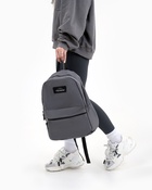 Рюкзак школьный на молнии, с карманом, серый - Фото 8