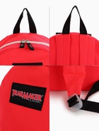 Рюкзак молодёжный на молнии, с карманом, однотонный, 29×12×39 см, красный - Фото 5