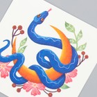 Татуировка на тело цветная "Змея на месяце с цветами" 6х6 см - Фото 4