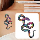 Татуировка на тело цветная "Цветочная змея" 10,5х6 см - фото 11481318