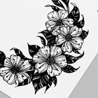 Татуировка на тело черная "Полумесяц из цветов" 8х7,5 см - Фото 3