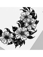 Переводная тату на тело чёрная «Полумесяц из цветов», 8×7.5 см - фото 42901694