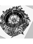 Переводная тату на тело чёрная «Кит и компас», 8×7.5 см 9884200