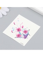Переводная тату на тело цветная «Птичка-оригами», 6×6 см - фото 43754423