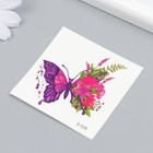 Татуировка на тело цветная "Бабочка с цветочным крылом" 6х6 см - Фото 2