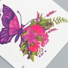 Татуировка на тело цветная "Бабочка с цветочным крылом" 6х6 см - Фото 3