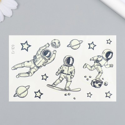 Переводные тату светящиеся «Космические приключения», временные татуировки светящиеся, 12×7.5 см