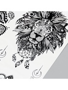 Переводные тату на тело чёрные «Узорный лев», 21×14.8 см - фото 43155101