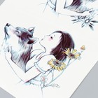 Татуировка на тело цветная "Девочка с волком" 21х14,8 см - Фото 3