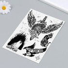 Татуировка на тело черная "Кинжал, шлем и крылья" 21х14,8 см - Фото 2