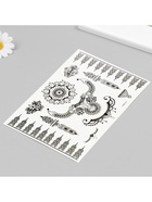 Переводные тату на тело чёрные «Украшения в стиле мехенди», 21×14.8 см - фото 43155123