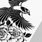Татуировка на тело черная "Птица и розы" 48х17 см - Фото 3