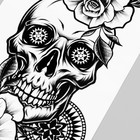 Татуировка на тело черная "Череп в цветах" 48х17 см - Фото 3