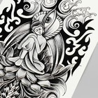 Татуировка на тело черная "Будда и змея" 48х17 см - фото 4841148