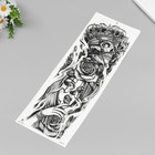 Татуировка на тело черная "Череп с короной и девушка" 48х17 см - фото 23145013