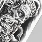 Татуировка на тело черная "Зевс и механические часы" 48х17 см - Фото 3