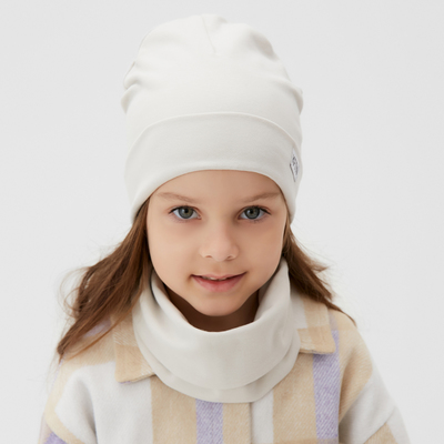 Шапка детская KAFTAN со снудом, светло-серая, размер 46-50 (1-3 года)