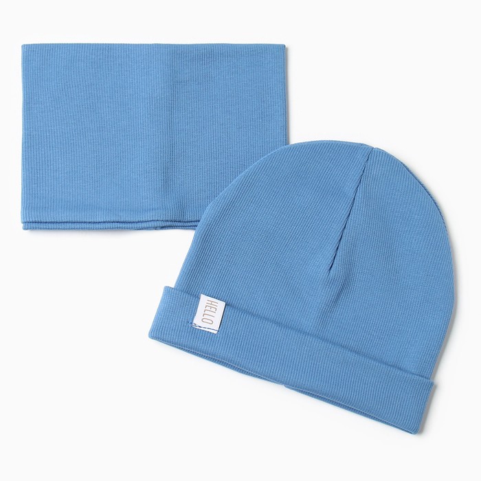 Шапочка детская Крошка я со снудом, р. 48, синий - Фото 1