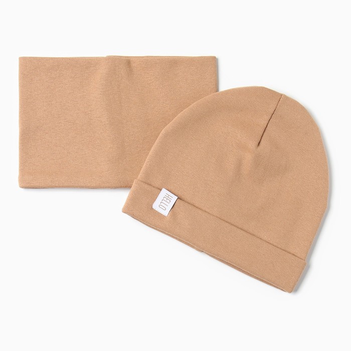 Шапочка детская Крошка я со снудом, р. 48, шоколадный - Фото 1