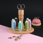 Органайзер-стойка для ниток, деревянная, 8 катушек, h=13 см, d=16 см - Фото 2