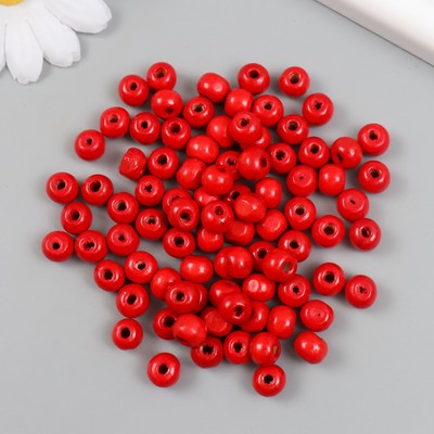 Бусины для творчества дерево "Красные" d=0,8 см набор 20 гр
