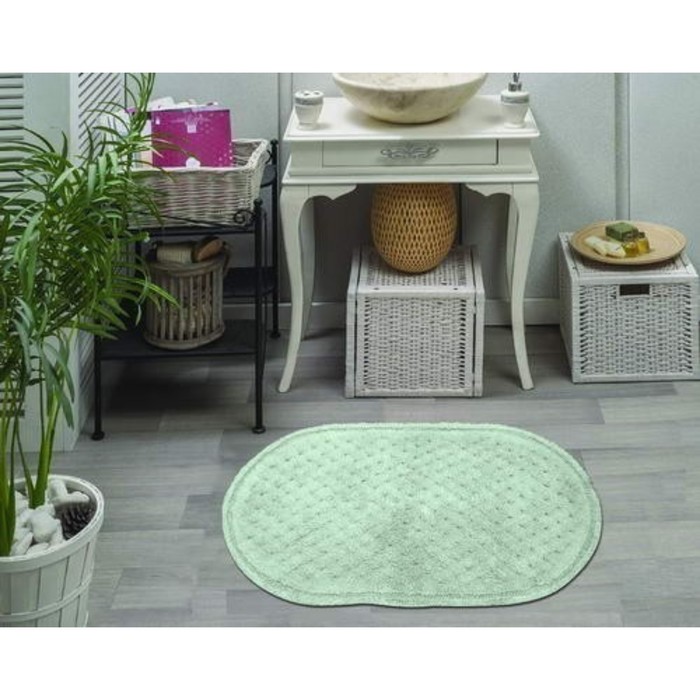 Набор ковриков для ванной, размер 60х100 см, 50х70 см, цвет ментоловый - Фото 1