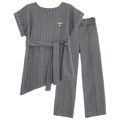 Комплект женский: жакет, брюки, размер 46, цвет серый