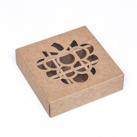 Коробка под 9 конфет вырубка, "Малина", крафт 13,7х13,7х3,8 см 5 шт.