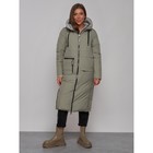 Пальто утепленное двухстороннее женское, размер 48, цвет зелёный - Фото 1