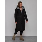 Пальто утепленное двухстороннее женское, размер 44, цвет чёрный - Фото 3