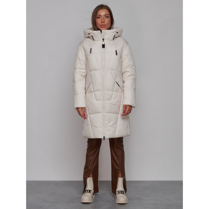 Пальто утепленное зимнее женское, размер 44, цвет бежевый - Фото 1