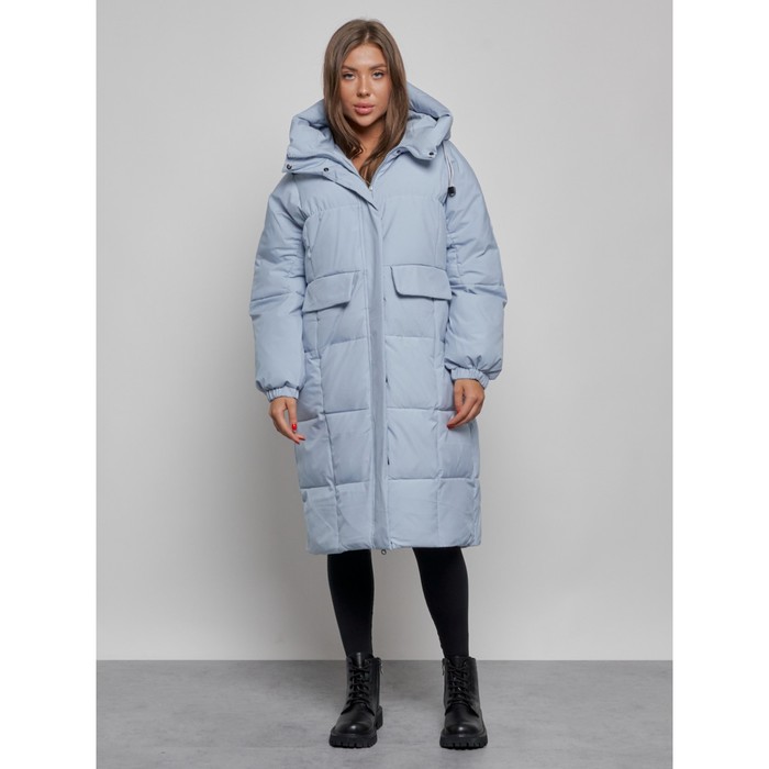 Пальто утепленное зимнее женское, размер 54, цвет голубой - Фото 1