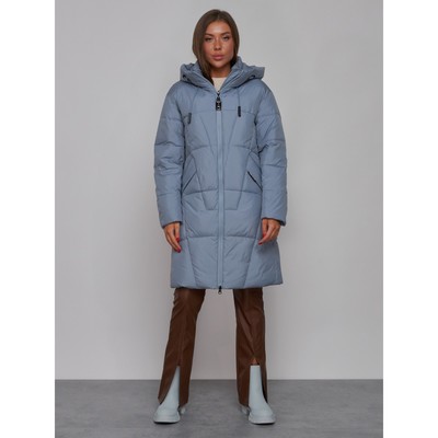 Пальто утепленное зимнее женское, размер 46, цвет голубой
