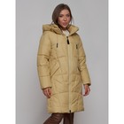 Пальто утепленное зимнее женское, размер 44, цвет горчичный - Фото 3