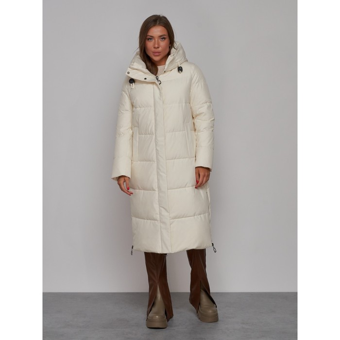Пальто утепленное зимнее женское, размер 44, цвет светло-бежевый - Фото 1