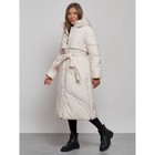 Пальто утепленное зимнее женское, размер 42, цвет светло-бежевый - Фото 3