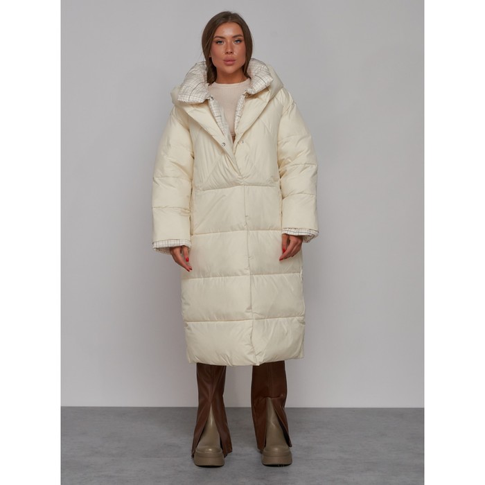 Пальто утепленное зимнее женское, размер 50, цвет светло-бежевый - Фото 1