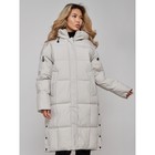 Пальто утепленное зимнее женское, размер 42, цвет светло-серый - Фото 21