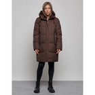 Пальто утепленное зимнее женское, размер 48, цвет тёмно-коричневый - Фото 1